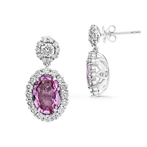 18K Pink Sapphire Diamond Earrings