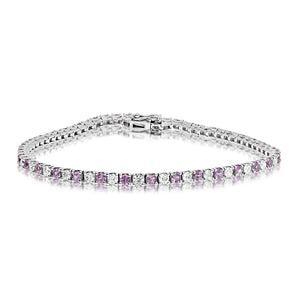14K Pink Sapphire Diamond Tennis Bracelet
