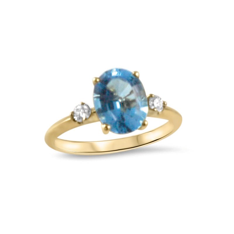 Blue Topaz and Diamonds Ring - RagnarJewellers