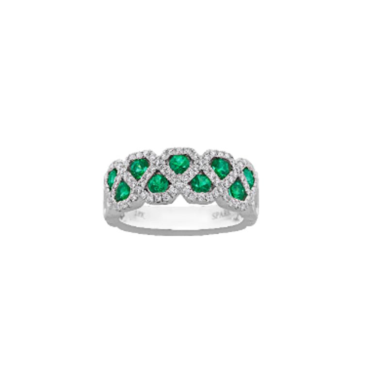 Diamond and Emerald Lattice-style ring - RagnarJewellers