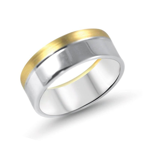 White and Yellow Gold Band for Men - RagnarJewellers