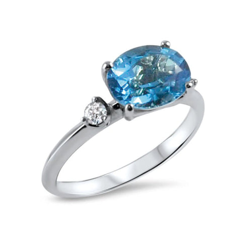 White Gold and Blue Topaz Ring - RagnarJewellers